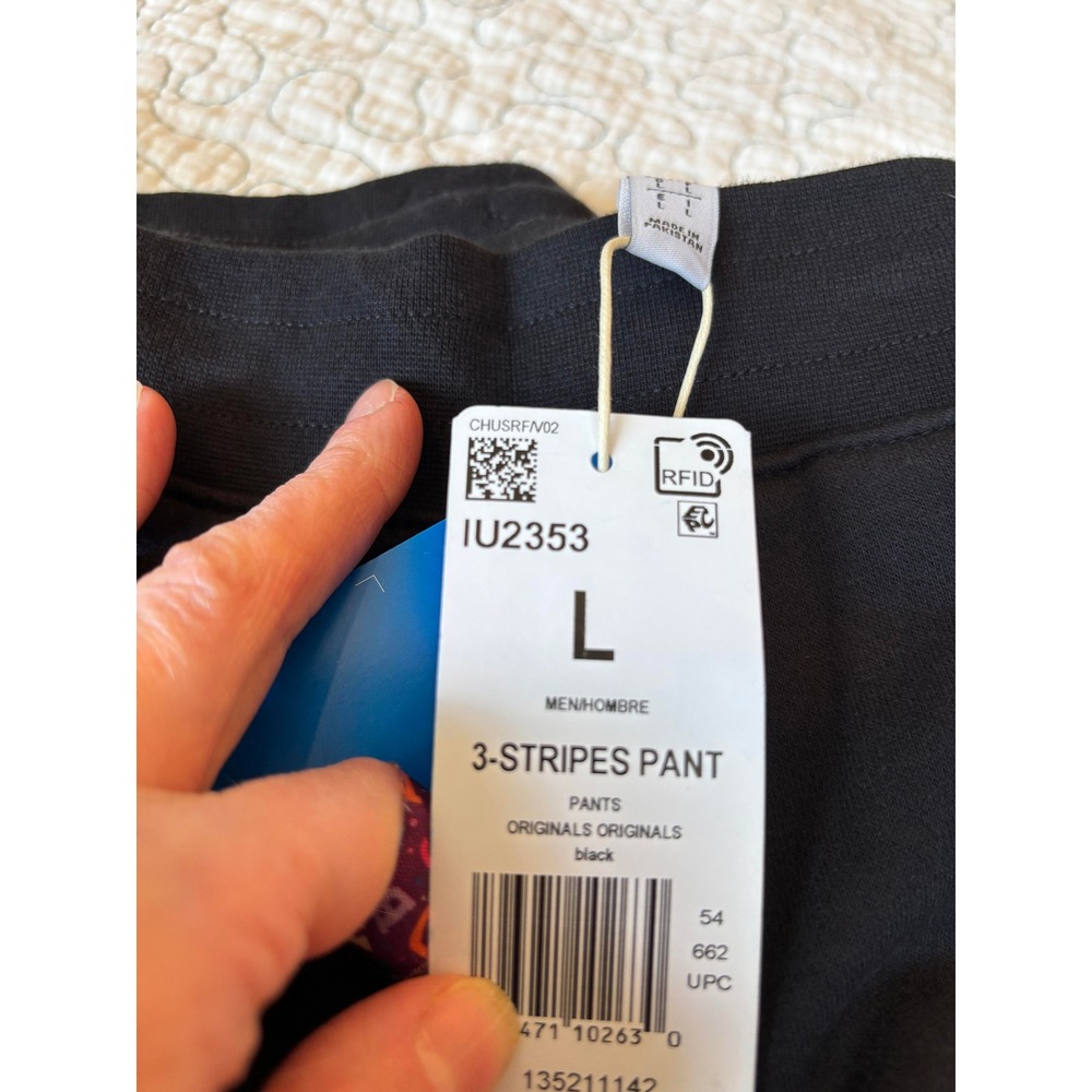 Adidas Originals Mens 3-Stripes Pants Black White Track Joggers Size Large - Picture 5 of 5